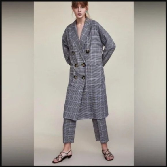 ZARA Plaid Coat - Picture 1 of 2